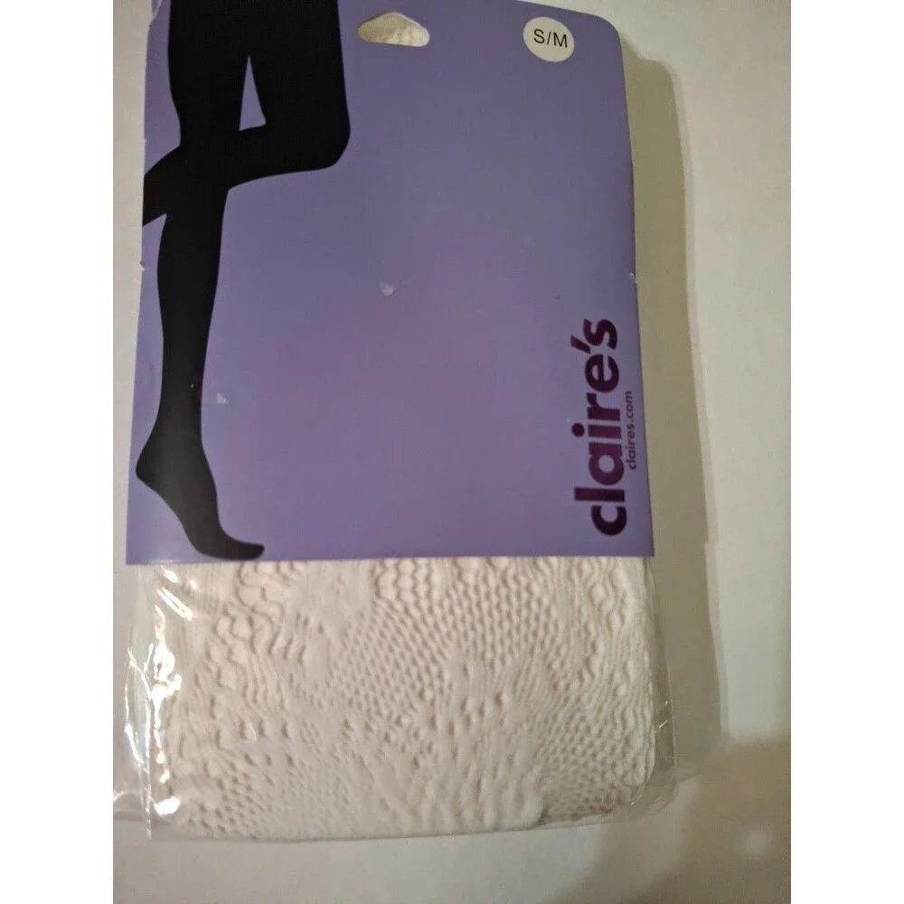CLAIRE'S Women's White Tights Size S/M